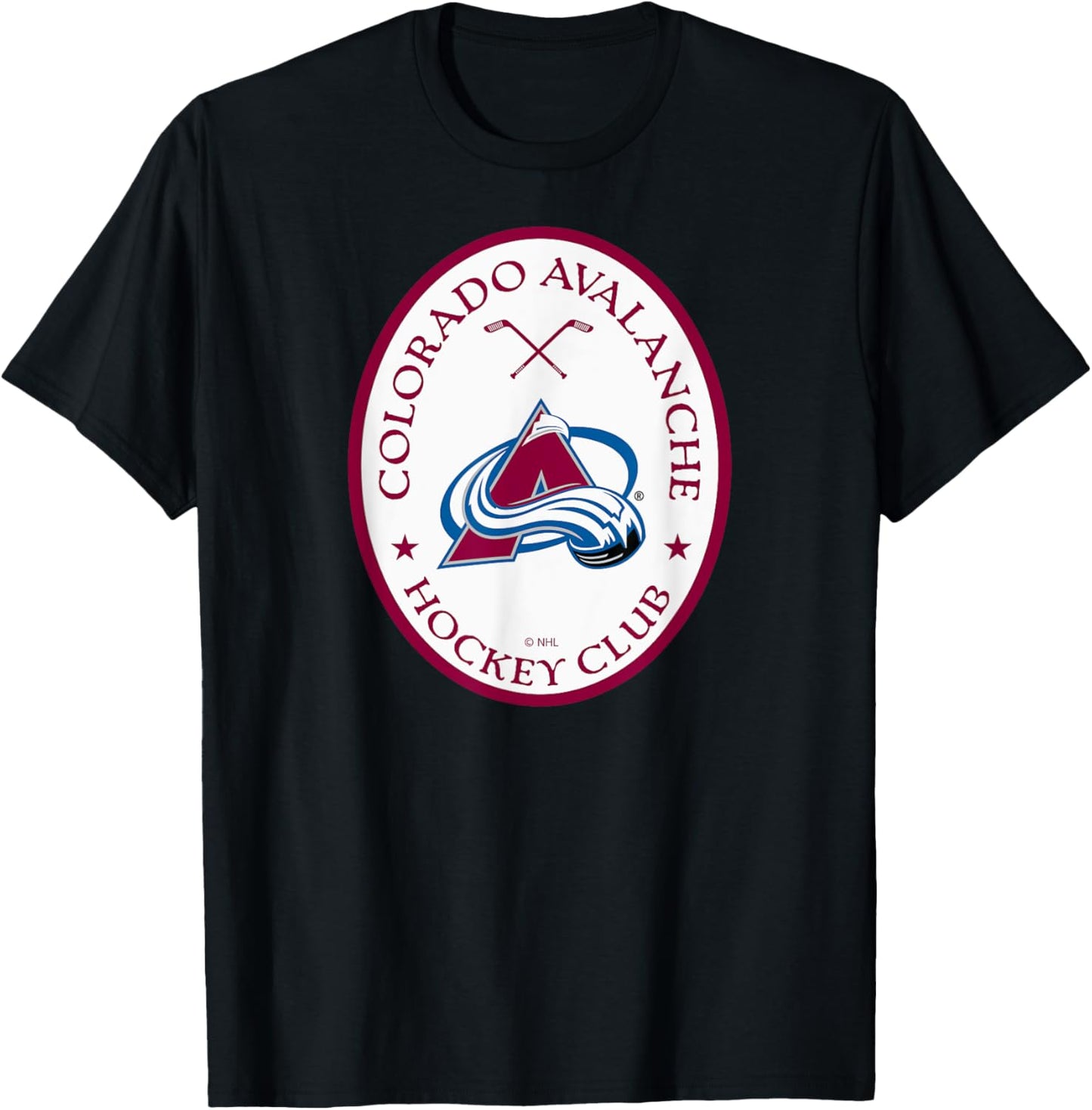 Colorado Avalanche Officially Licensed Navy - NHL, Men's, , X-Small, Short Sleeve, , Solid Blue, Sports Team Logo , Modern Soft Print, Straight Fit, Imported T-Shirt - T-Shirt | Black