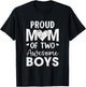 Proud Mom Of 2 Boys Awesome Two Sons Mother's Day T-Shirt - T-Shirt | Black
