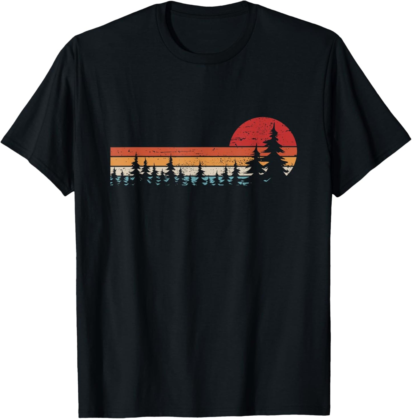 Natur Outdoor Bäume Retro Wald T-Shirt - T-Shirt | Black