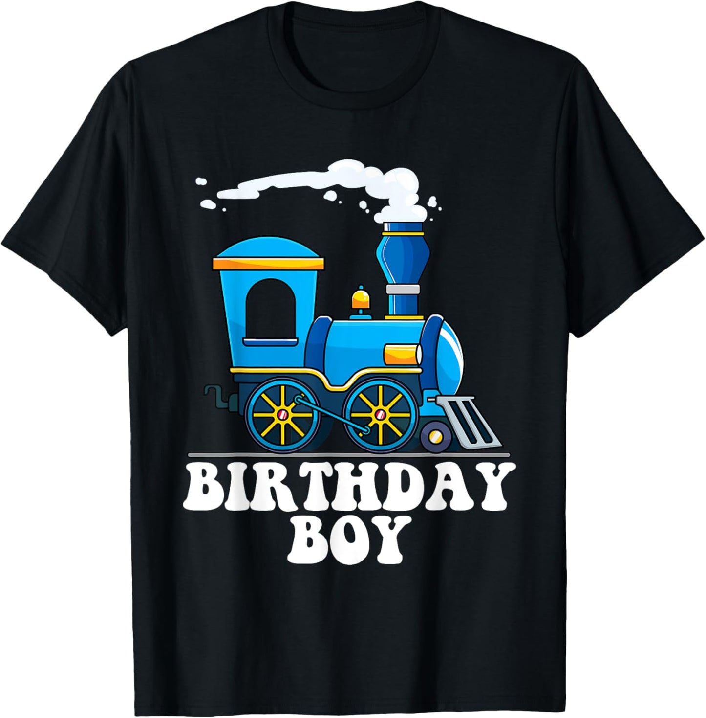 Birthday Boy Choo Choo Blue Train Lovers Party Kids Toddlers T-Shirt - T-Shirt | Black