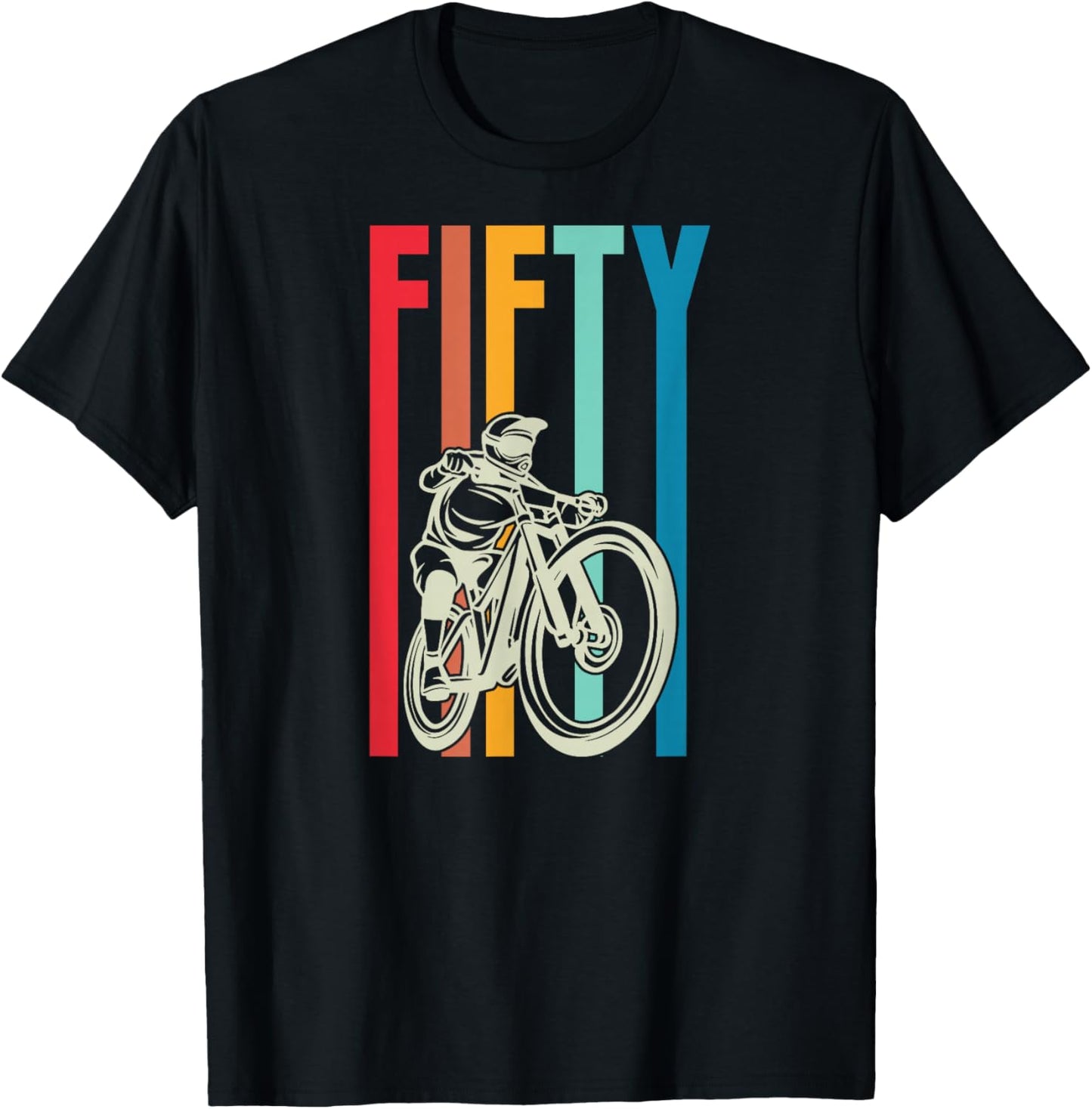 50 Year Old Retro Style MTB Mountain Biking Birthday Party T-Shirt - T-Shirt | Black