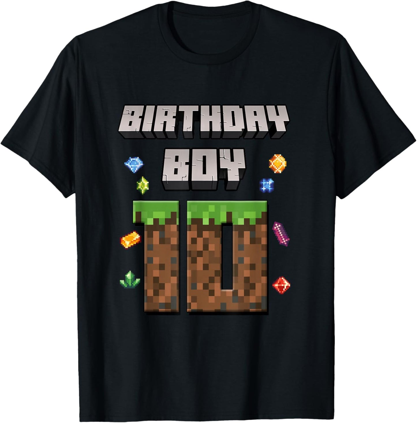 10th Birthday 10 Years Old Video Gamer Pixel Birthday Boys T-Shirt - T-Shirt | Black