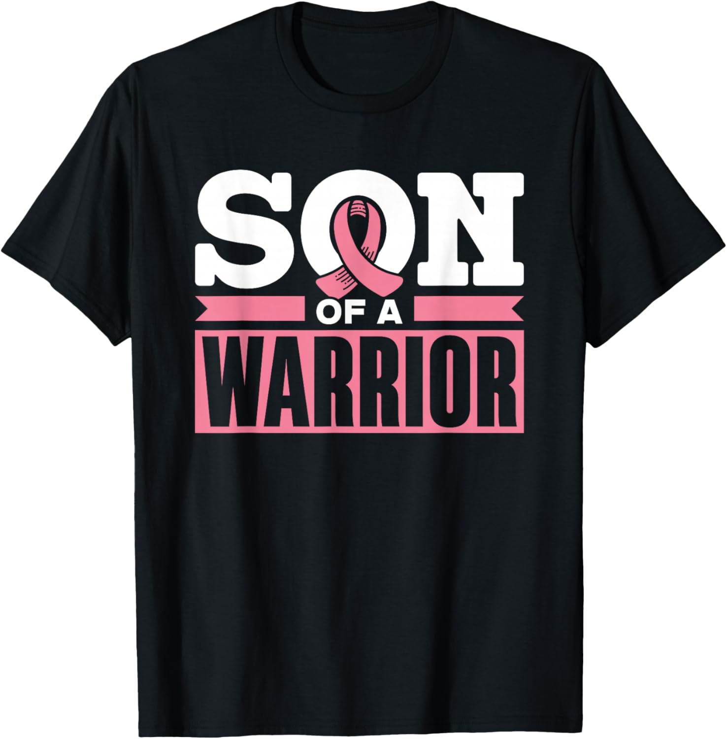 Son of a Warrior Pink Fighter Support Breast Cancer T-Shirt - T-Shirt | Black