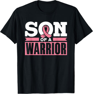 Son of a Warrior Pink Fighter Support Breast Cancer T-Shirt - T-Shirt | Black
