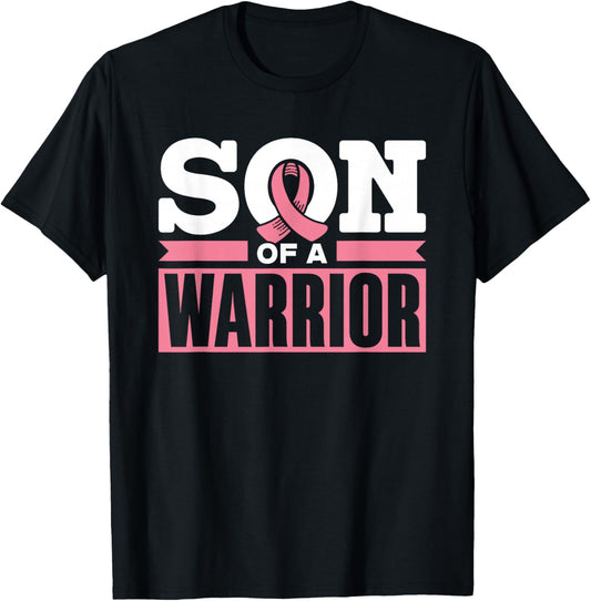 Son of a Warrior Pink Fighter Support Breast Cancer T-Shirt - T-Shirt | Black