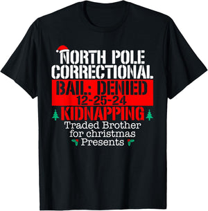 Traded brother for Xmas presents North Pole Correctional T-Shirt - T-Shirt | Black