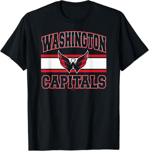 Washington Capitals Stripe Navy Officially Licensed T-Shirt - T-Shirt | Black