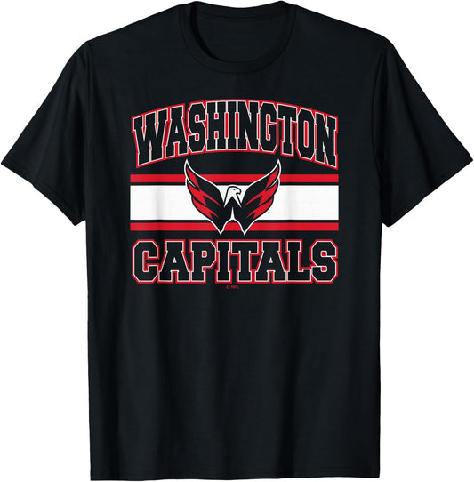 Washington Capitals Stripe Navy Officially Licensed T-Shirt - T-Shirt | Black