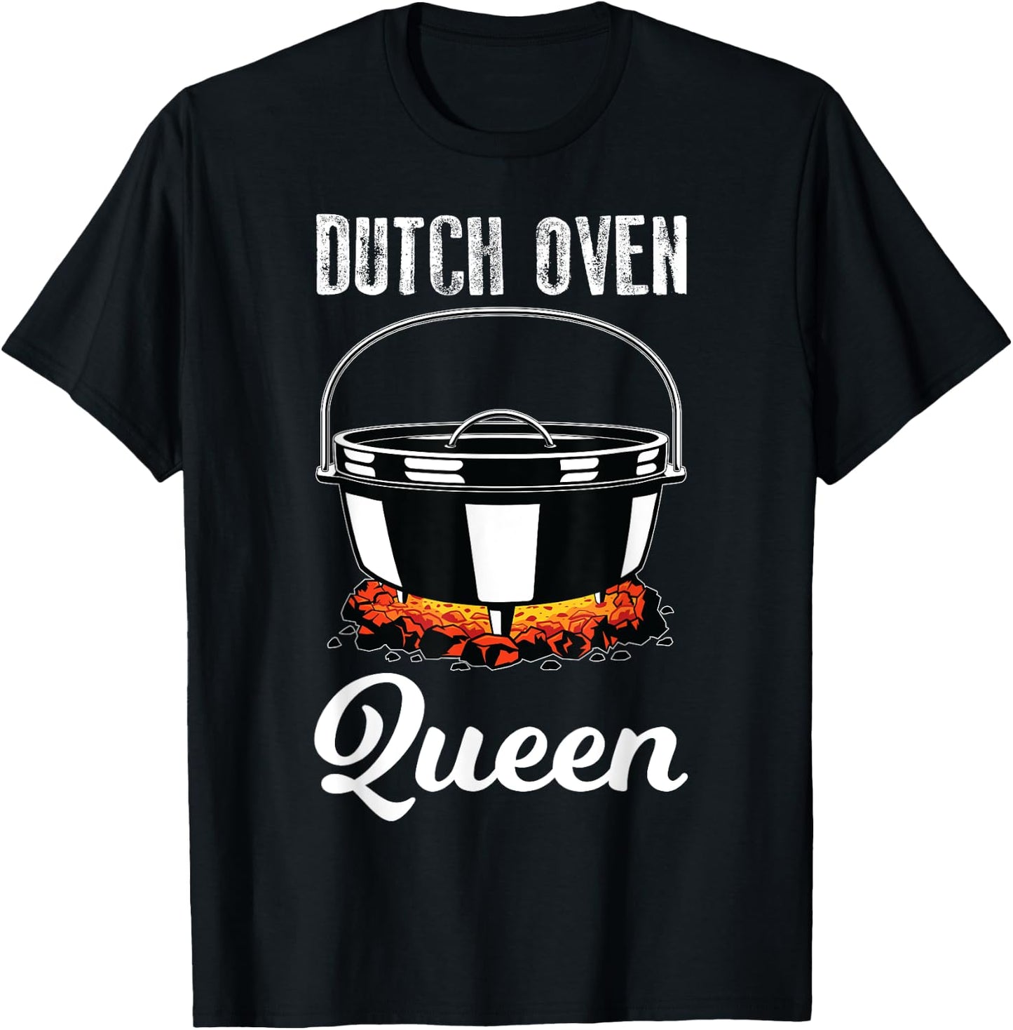 Outdoor Campfire Cooking Dutch Oven Queen T-Shirt - T-Shirt | Black