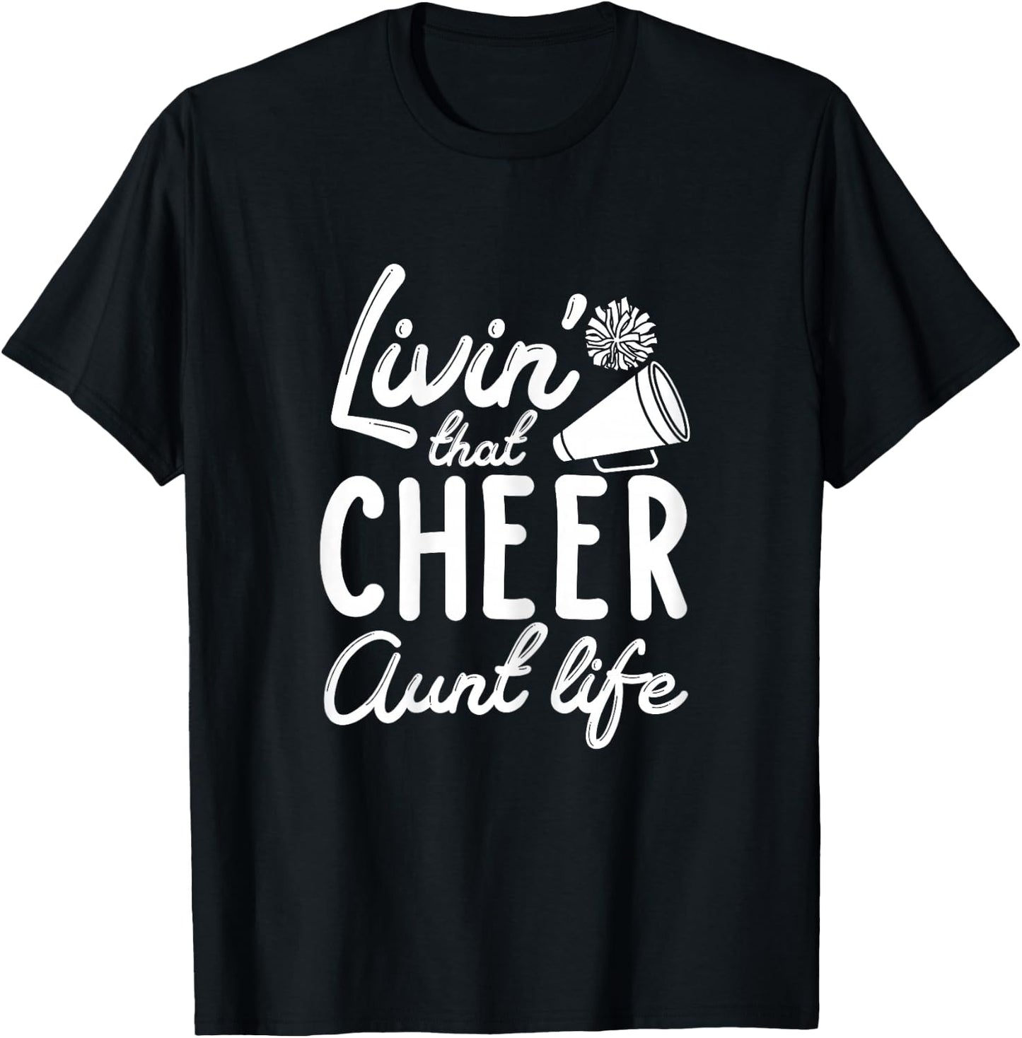 Cheer Aunt Shirts for Cheerleader Aunties Women's Black X-Small Classic Fit Cheerleader Aunt Graphic T-Shirt - T-Shirt | Black