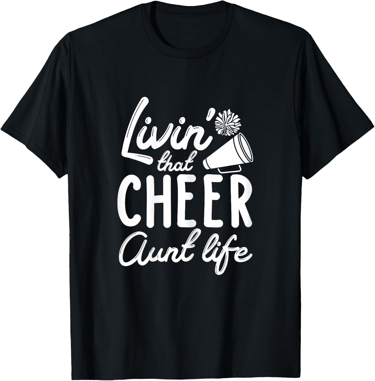 Cheer Aunt Shirts for Cheerleader Aunties Women's Black X-Small Classic Fit Cheerleader Aunt Graphic T-Shirt - T-Shirt | Black