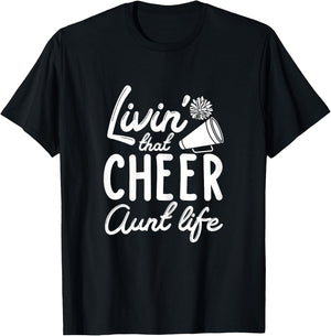 Cheer Aunt Shirts for Cheerleader Aunties Women's Black X-Small Classic Fit Cheerleader Aunt Graphic T-Shirt - T-Shirt | Black