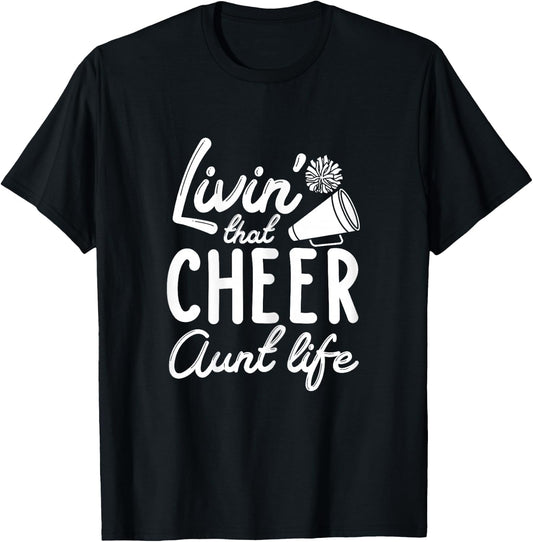 Cheer Aunt Shirts for Cheerleader Aunties Women's Black X-Small Classic Fit Cheerleader Aunt Graphic T-Shirt - T-Shirt | Black