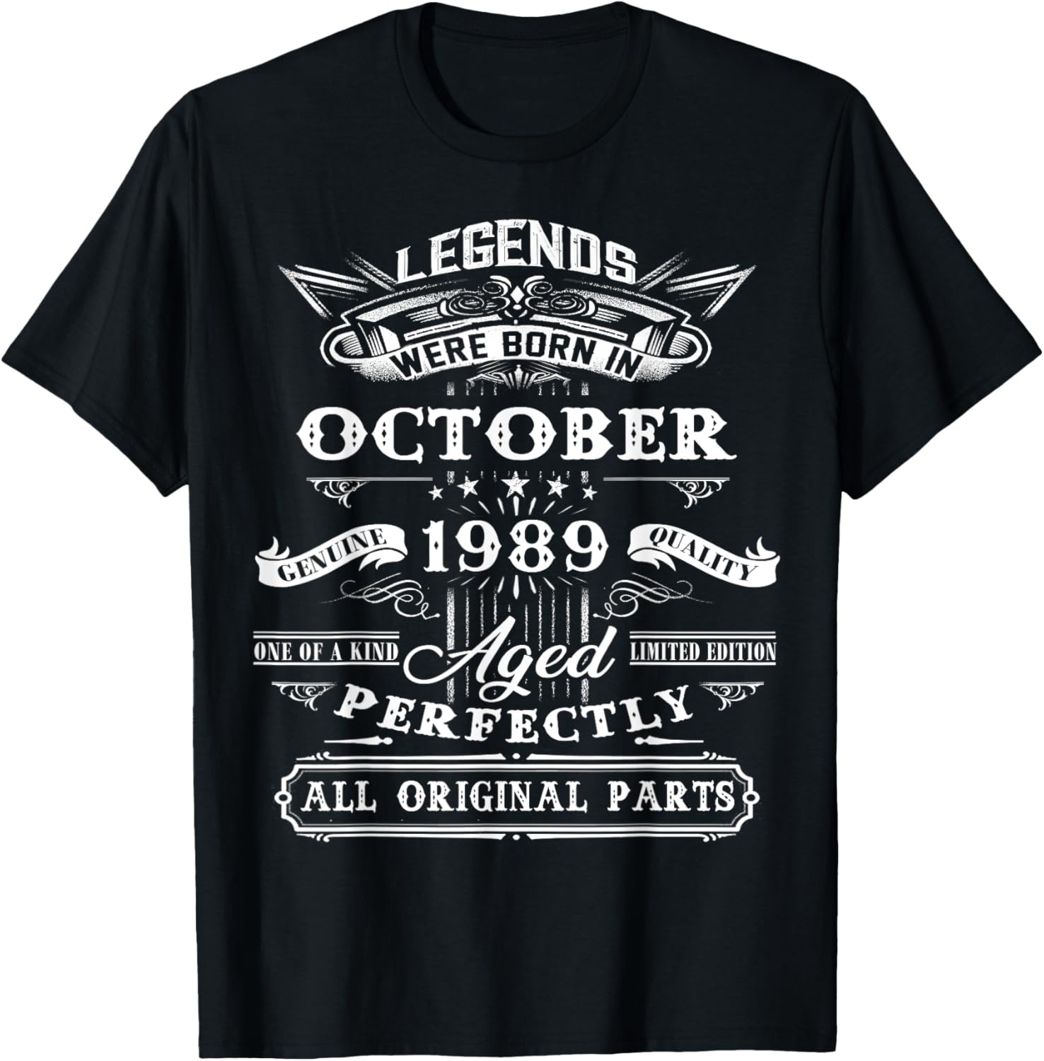 Legend Born In October 1989 35th Birthday Gift 35 Years Old T-Shirt - T-Shirt | Black