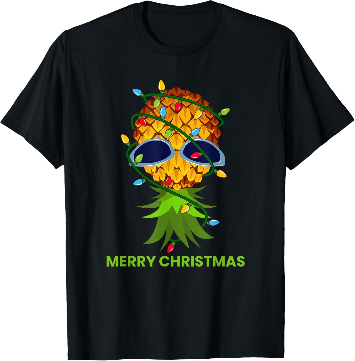 Funny Upside Down Pineapple Christmas Tree T-Shirt - T-Shirt | Black