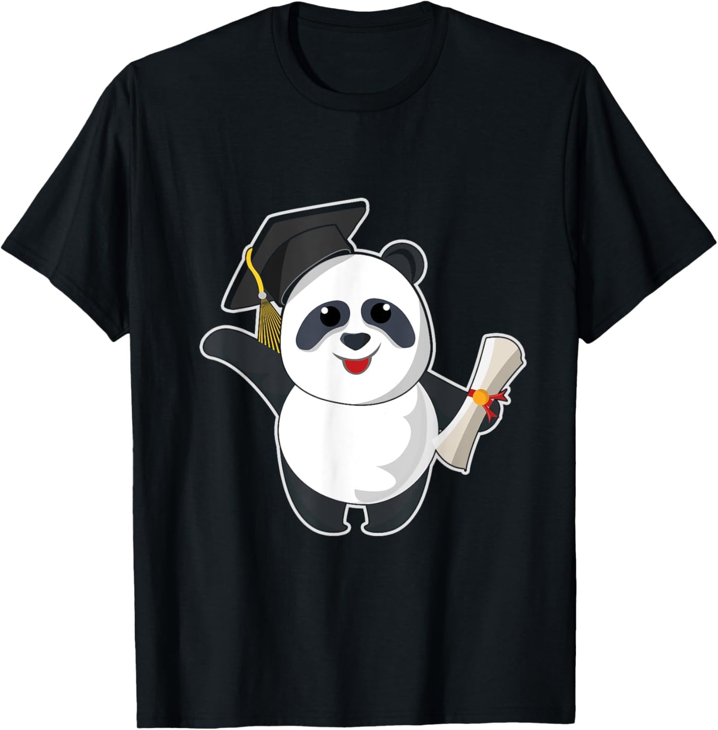 Cute Panda Bear Graduate Graduating 2023 Graduation T-Shirt - T-Shirt | Black
