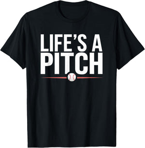 Baseball Life's A Pitch Family Matching T-Shirt - T-Shirt | Black