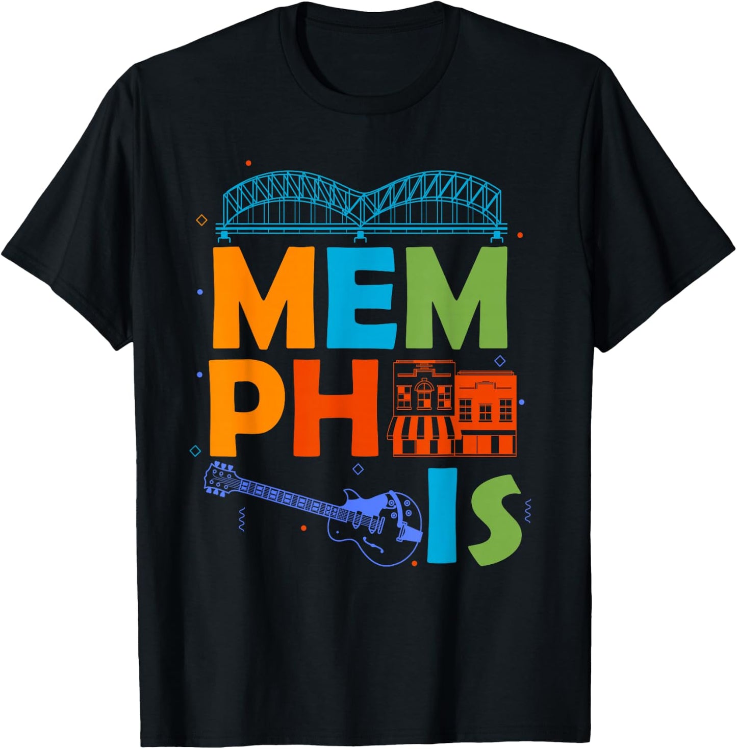 Memphis Souvenir Men Tennessee Skyline City Memphis T-Shirt - T-Shirt | Black