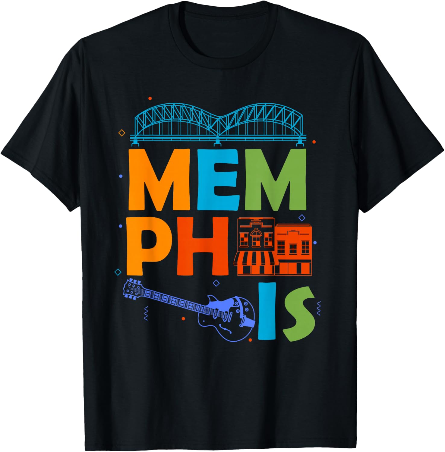 Memphis Souvenir Men Tennessee Skyline City Memphis T-Shirt - T-Shirt | Black