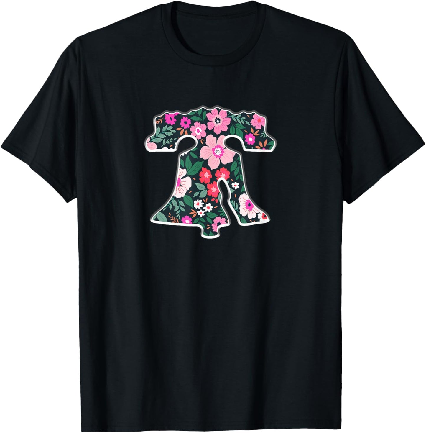 Cute Hawaiian Flower Philly Fan Liberty Bell Philadelphia T-Shirt - T-Shirt | Black