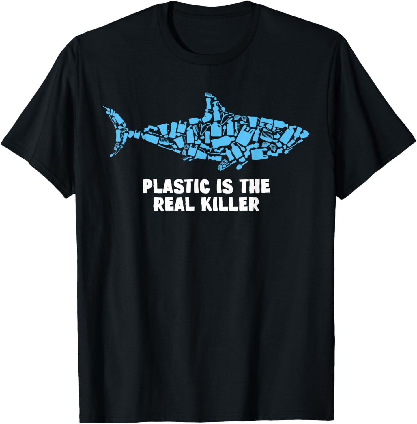 Plastic Is The Real Killer Shark Lover Conservation T-Shirt - T-Shirt | Black