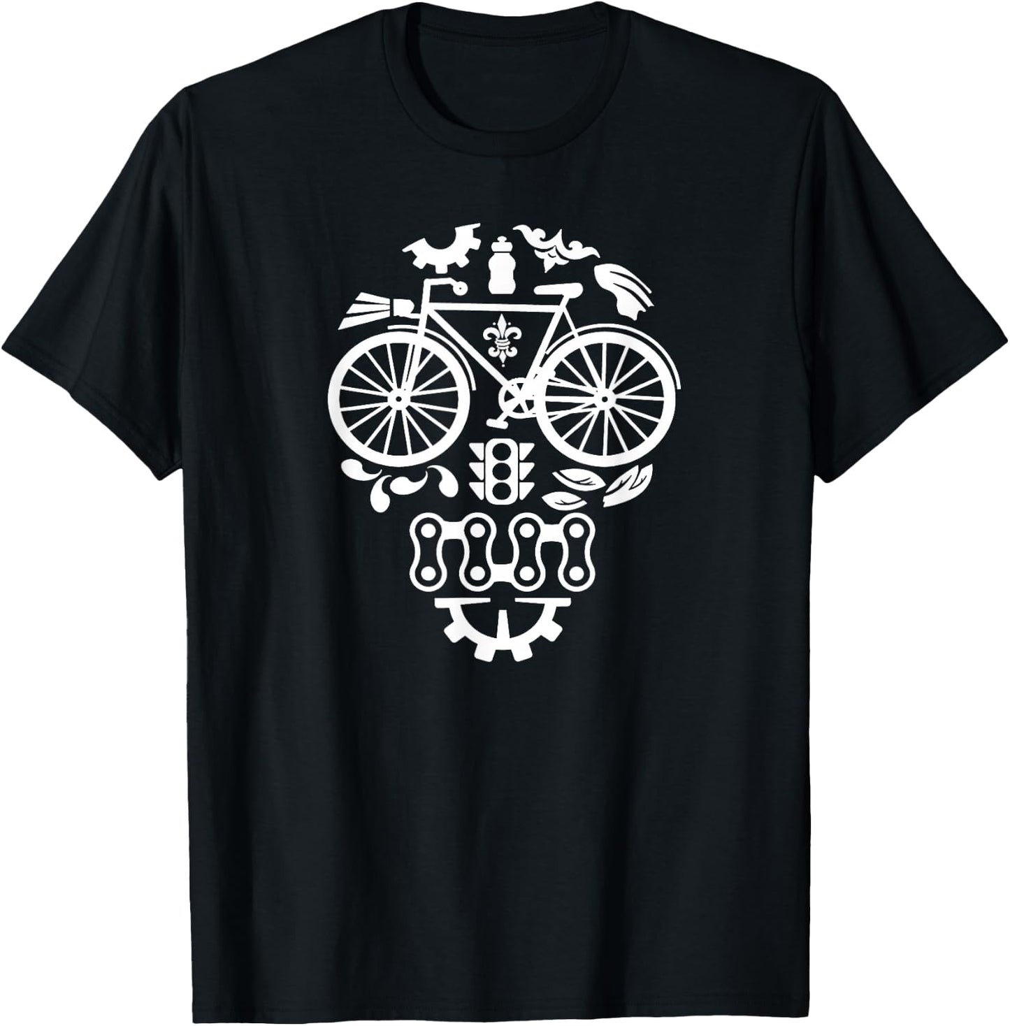 Funny Bicycle Cycling Sugar Skull Humor Graphic T-Shirt - T-Shirt | Black