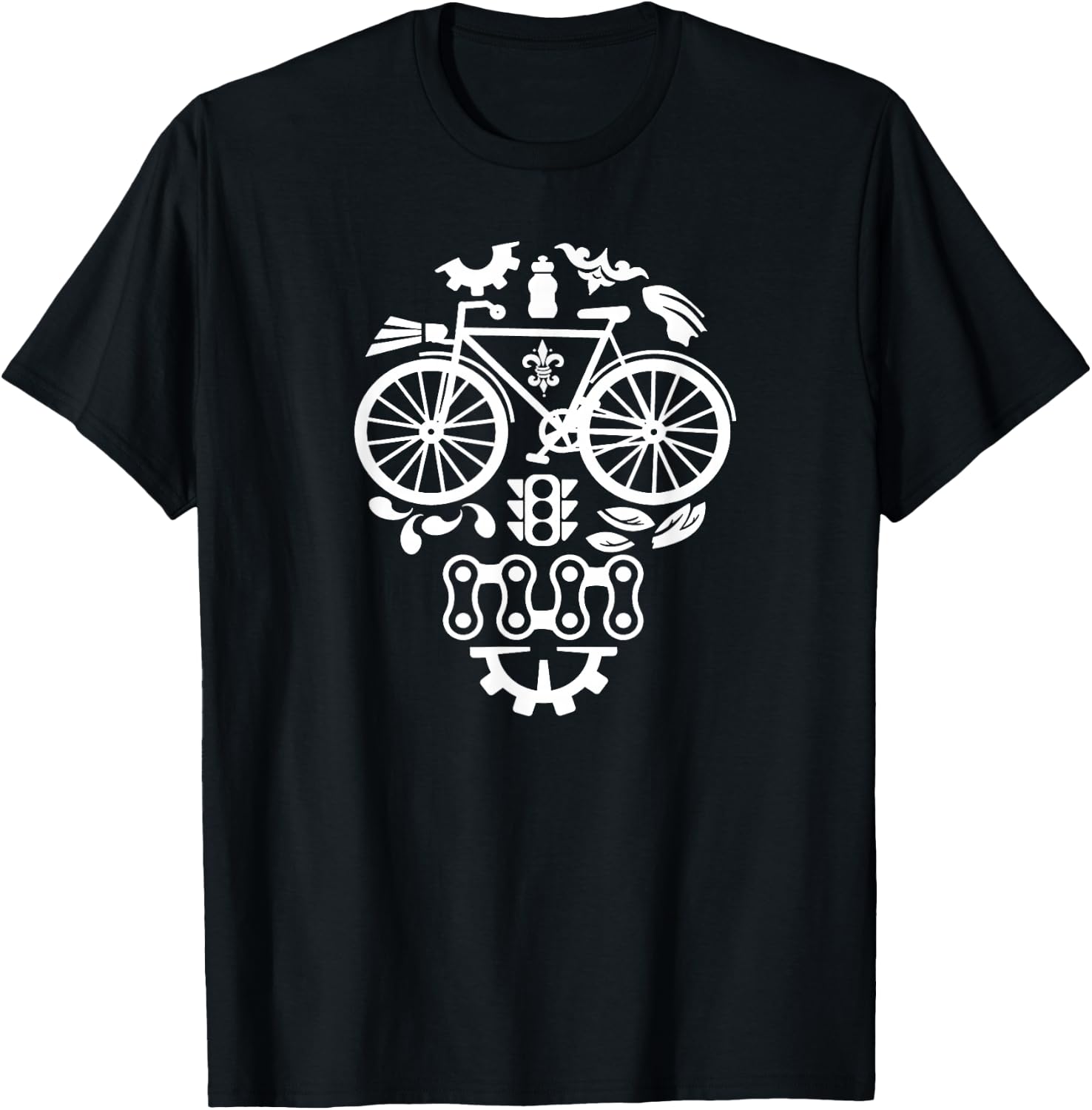 Funny Bicycle Cycling Sugar Skull Humor Graphic T-Shirt - T-Shirt | Black
