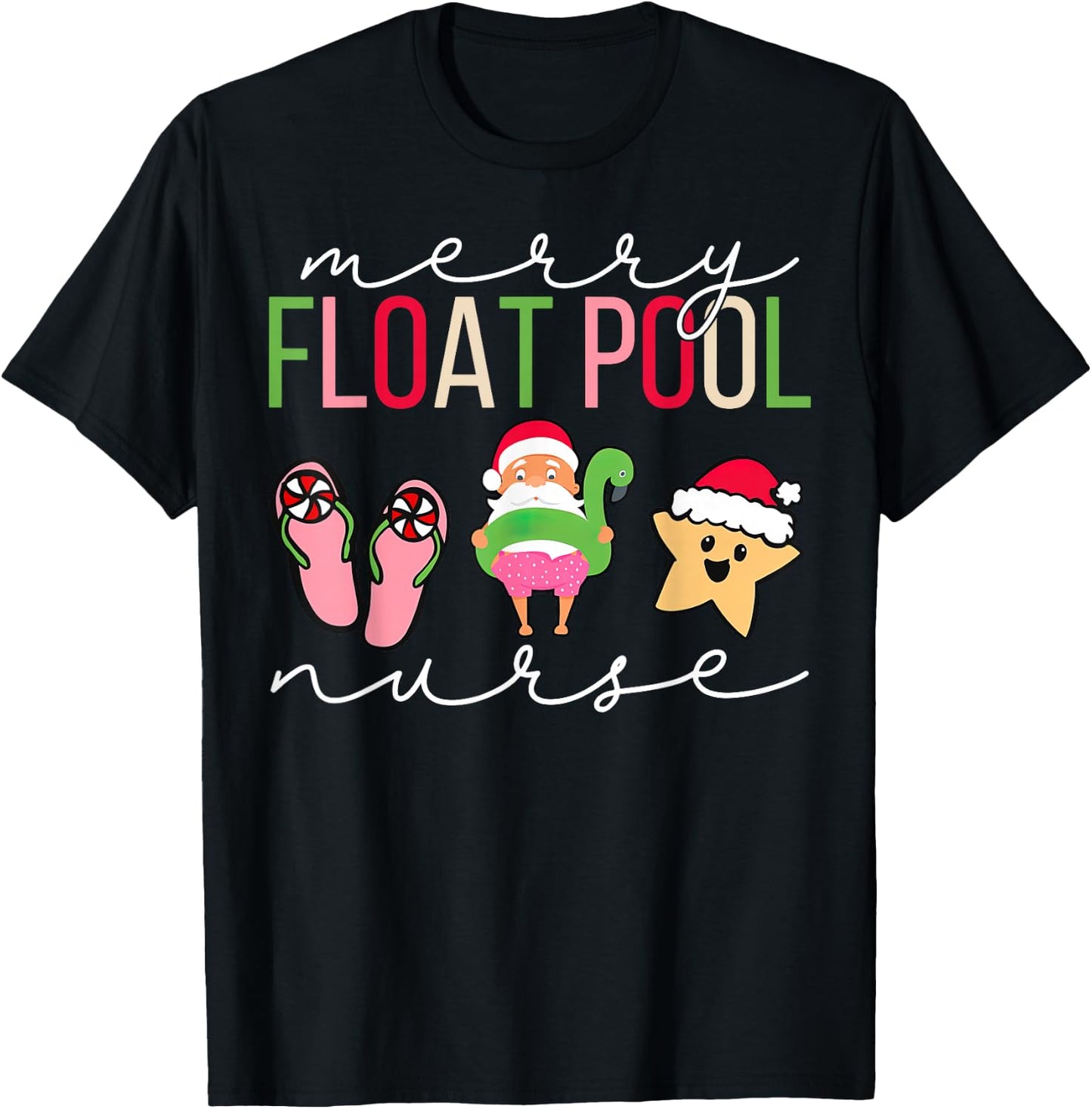 Float Pool Nurse Christmas ICU Med Surg Telemetry Holiday T-Shirt - T-Shirt | Black