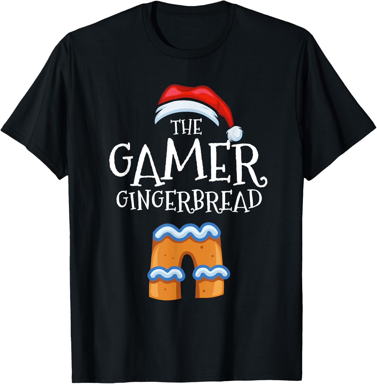 Gamer Gingerbread Family Matching Group Christmas Gift T-Shirt - T-Shirt | Black