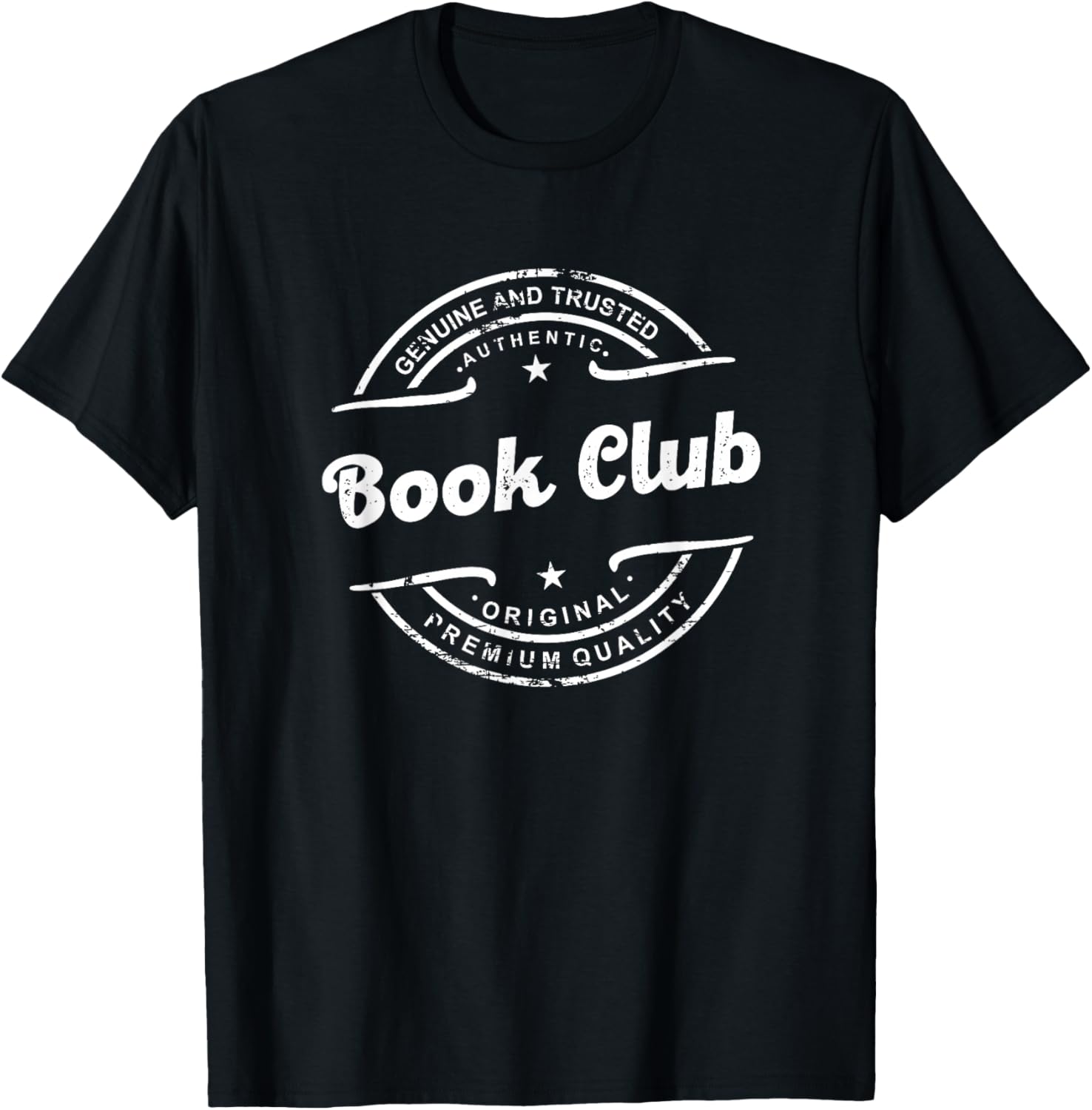Best Book Club Vintage Stamp Retro Distressed Logo Old schoo T-Shirt - T-Shirt | Black