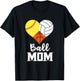 Ball Mom Heart Funny Volleyball Basketball Softball Mom T-Shirt - T-Shirt | Black