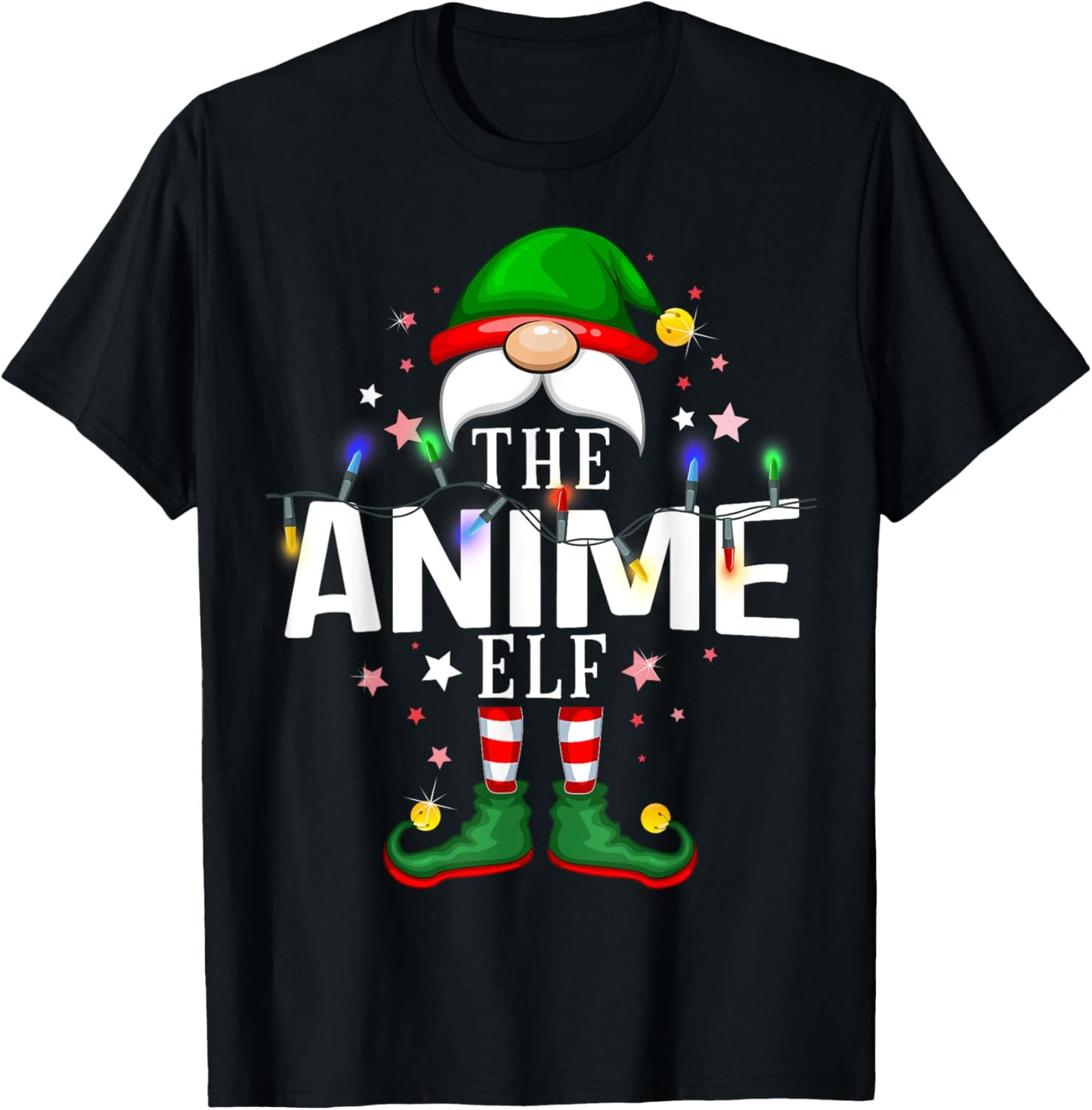 The Anime Elf Christmas Family Pajama Party T-Shirt - T-Shirt | Black