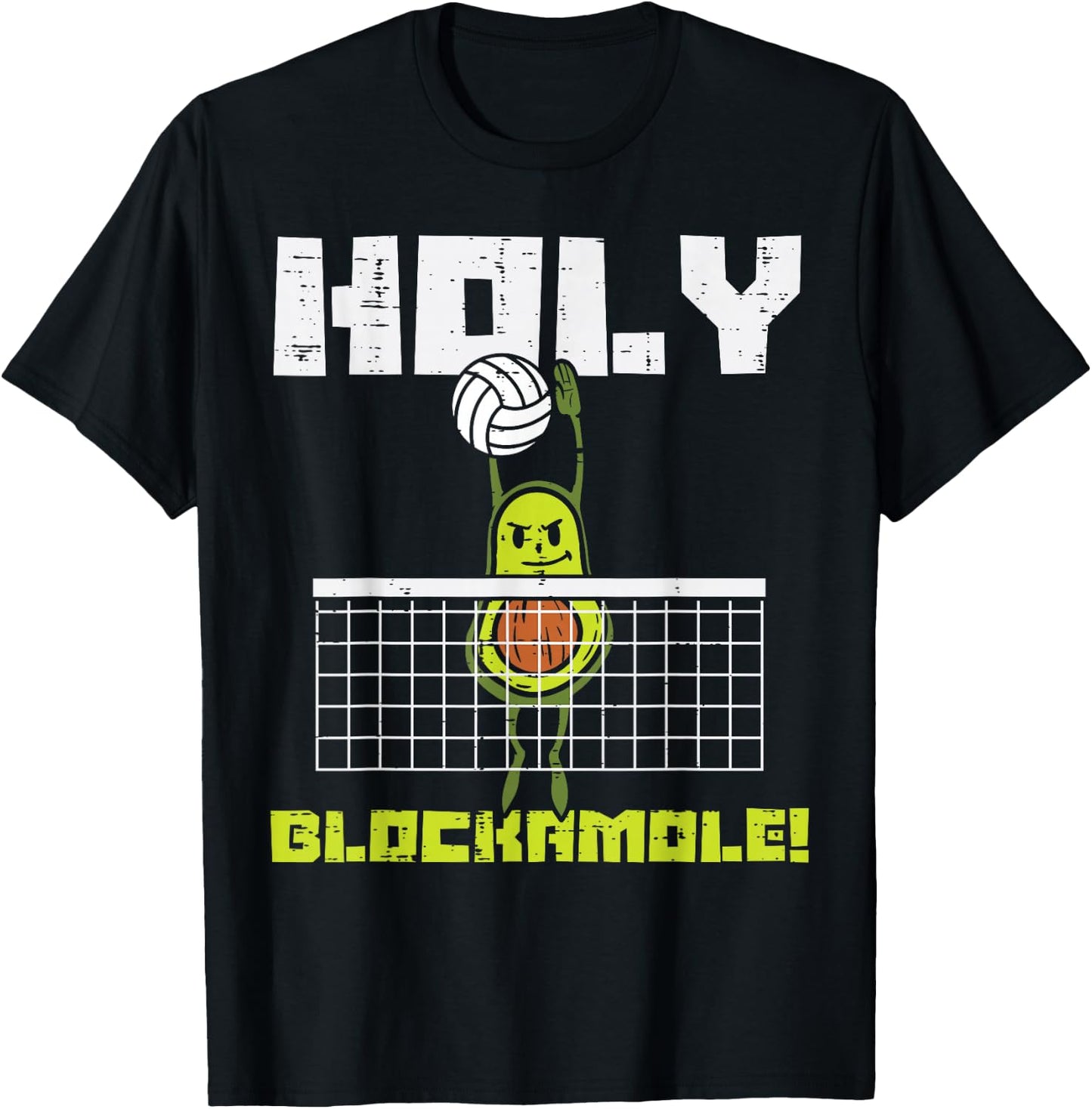 Holy Blockamole Avocado Volleyball Player Blocker Men Women T-Shirt - T-Shirt | Black