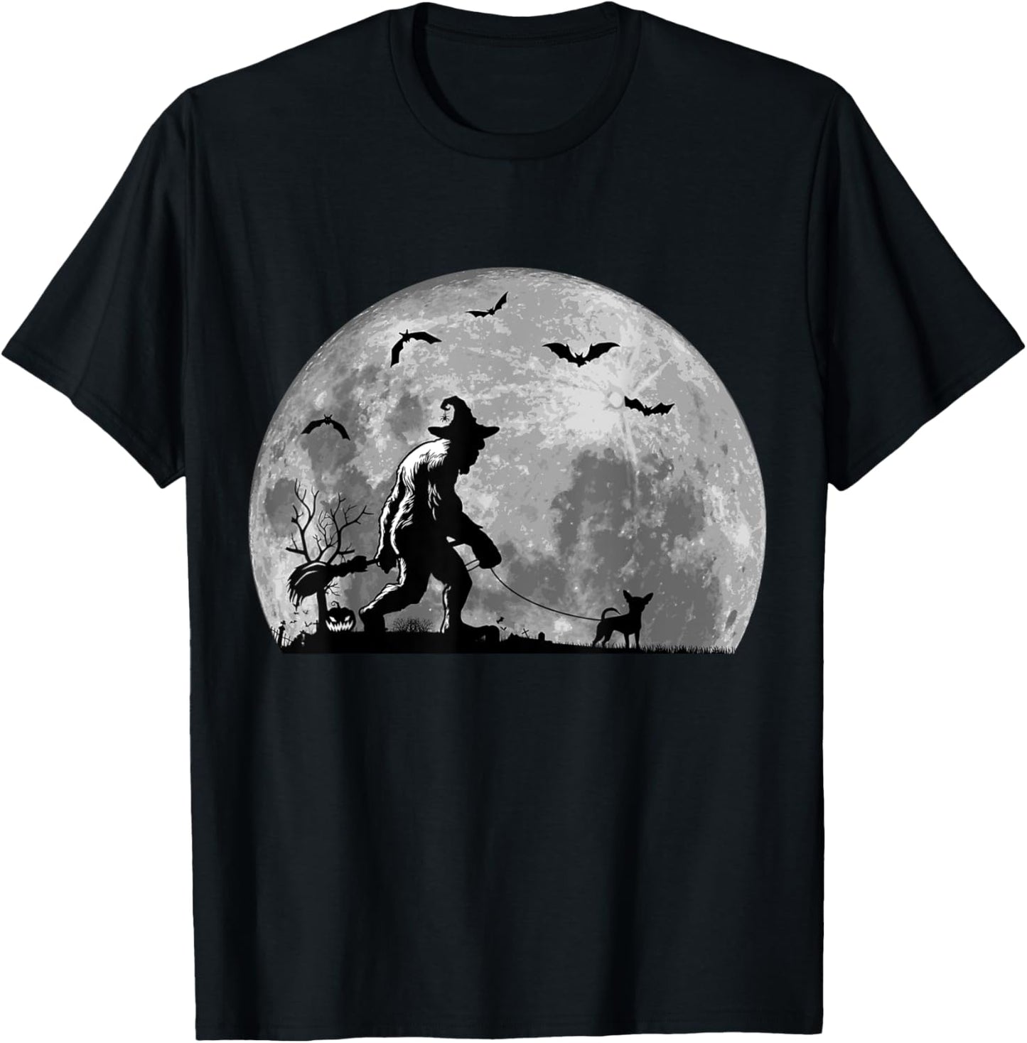 Bigfoot Walking Chihuahua Dog Sasquatch Halloween T-Shirt - T-Shirt | Black