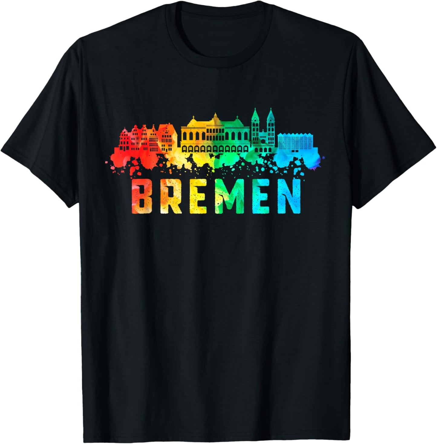 Bremen City Skyline Germany Souvenir Colorful T-Shirt - T-Shirt | Black