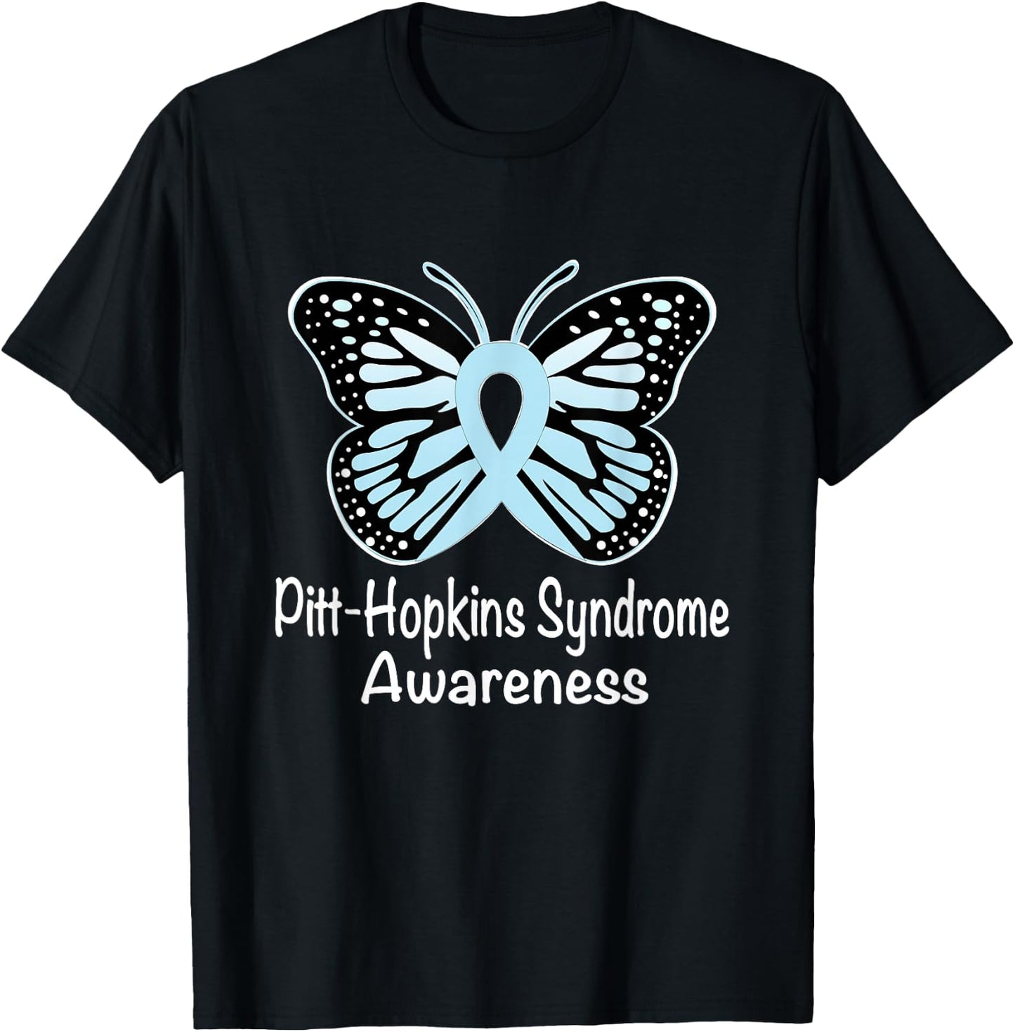 Pitt-Hopkins Syndrome Awareness Warrior Light Blue Ribbon T-Shirt - T-Shirt | Black