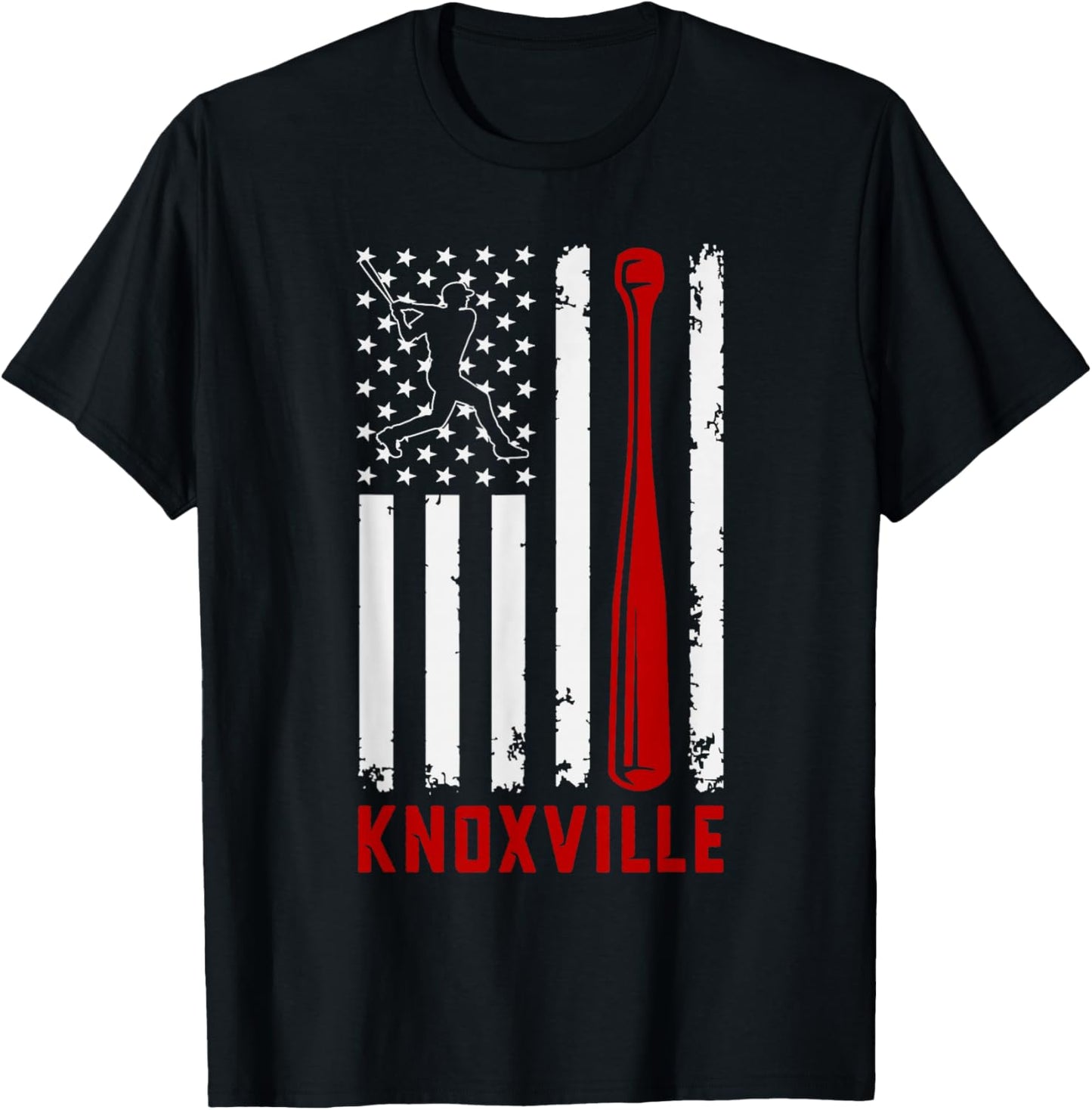 Knoxville American Flag Baseball Lover USA Knoxville T-Shirt - T-Shirt | Black