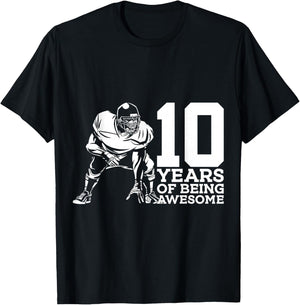 10 Years of Being Awesome Football 10th Birthday T-Shirt - T-Shirt | Black