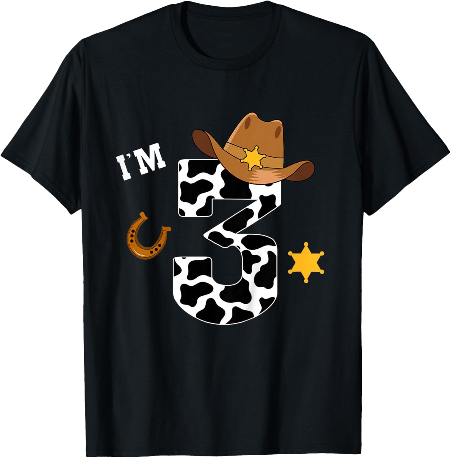 Kids 3rd Birthday Shirt Boy 3 Year Old Rodeo Western Cowboy T-Shirt - T-Shirt | Black