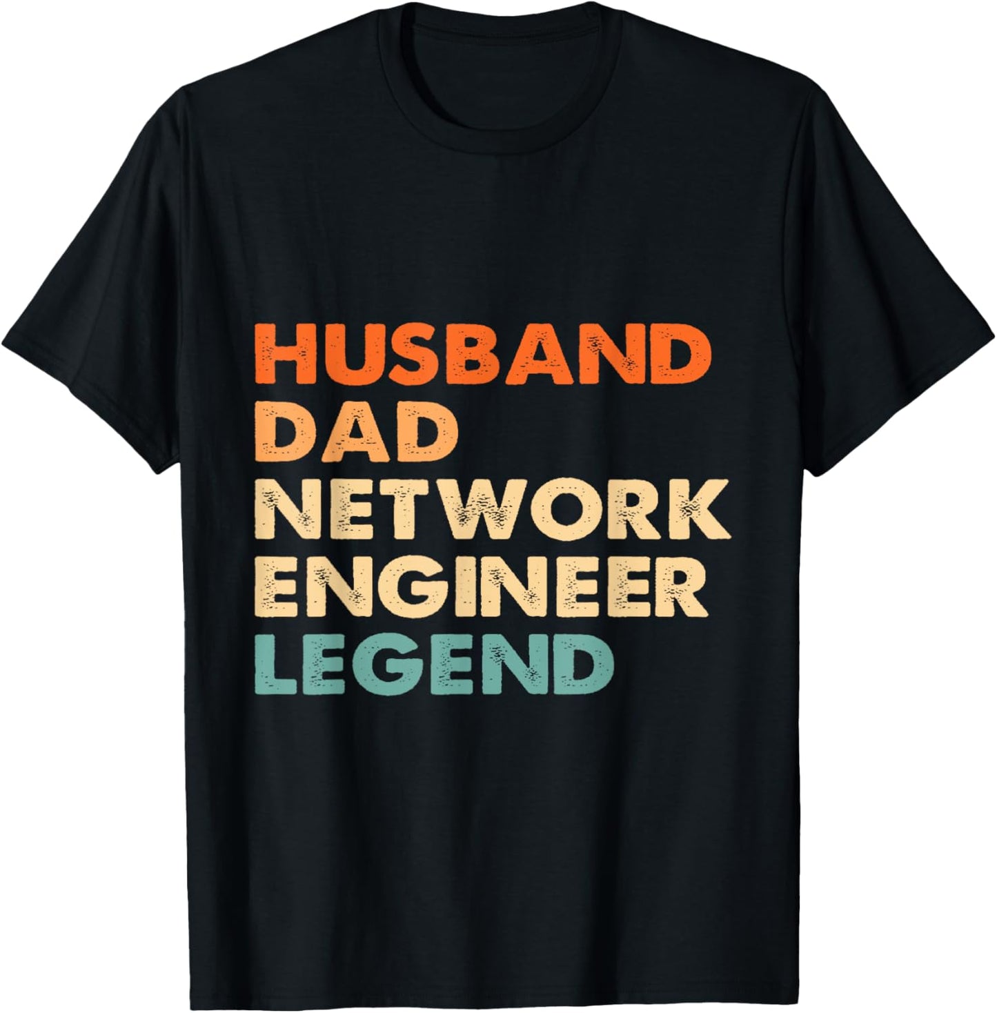 Husband Dad Network Engineer Legend Developer Retro Style T-Shirt - T-Shirt | Black