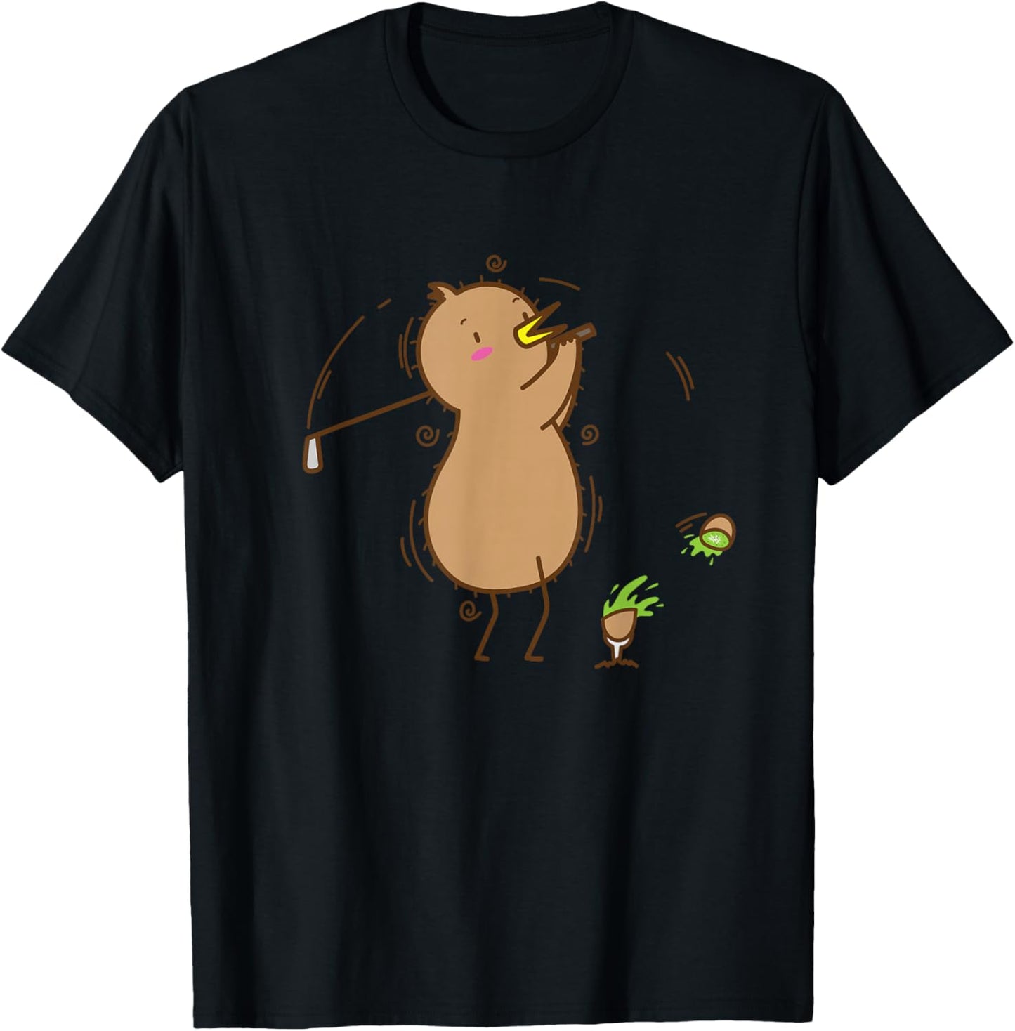 Kiwi playing Golf Kiwi Bird and Fruit T-Shirt - T-Shirt | Black