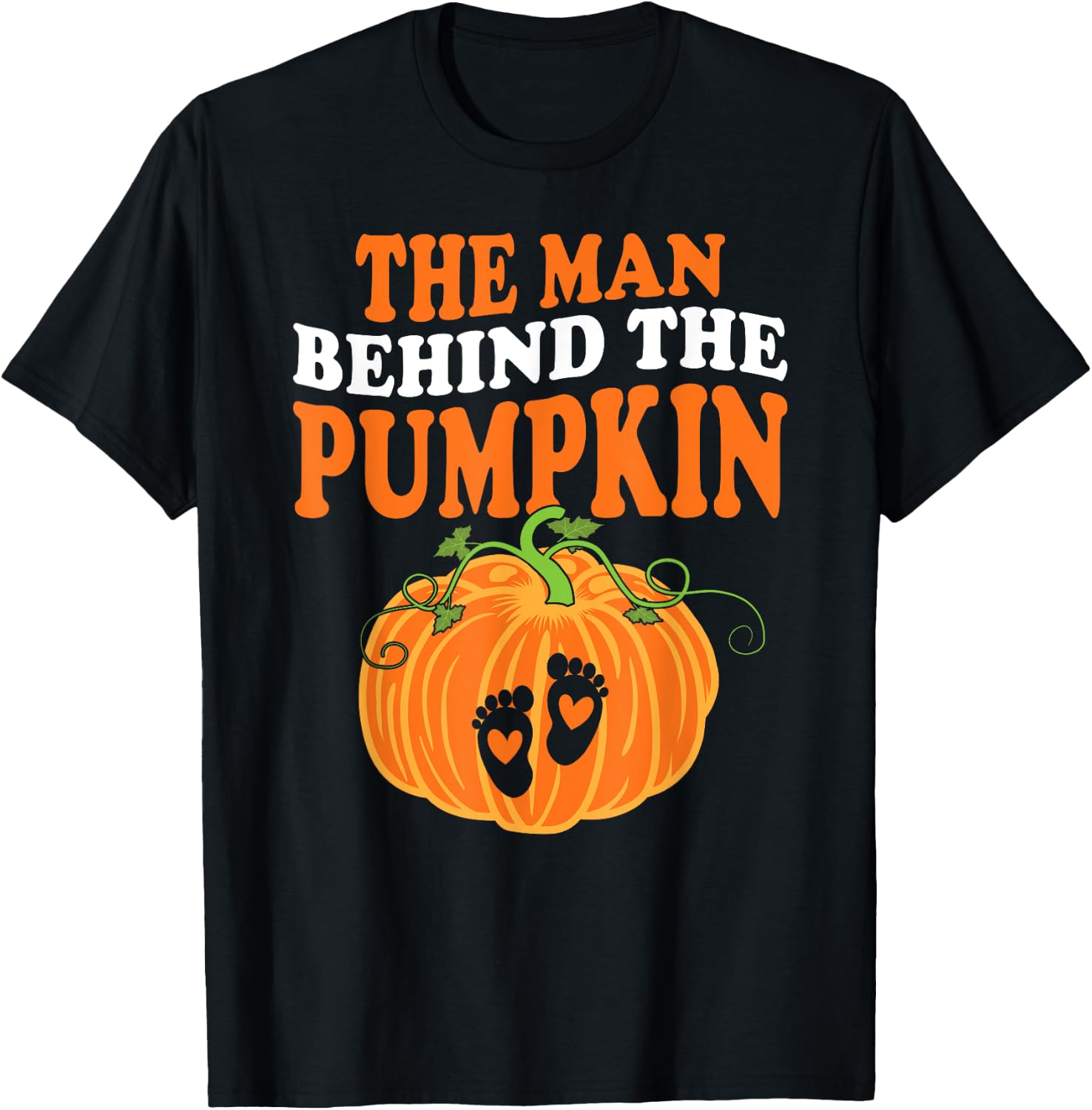 The Man Behind The Pumpkin Dad Halloween Pregnancy Reveal T-Shirt - T-Shirt | Black