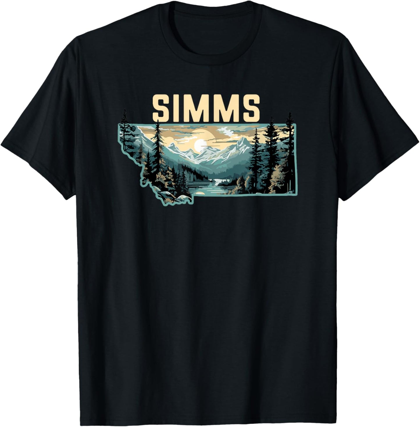 Simms Montana Outdoor Art Retro Hiking T-Shirt - T-Shirt | Black
