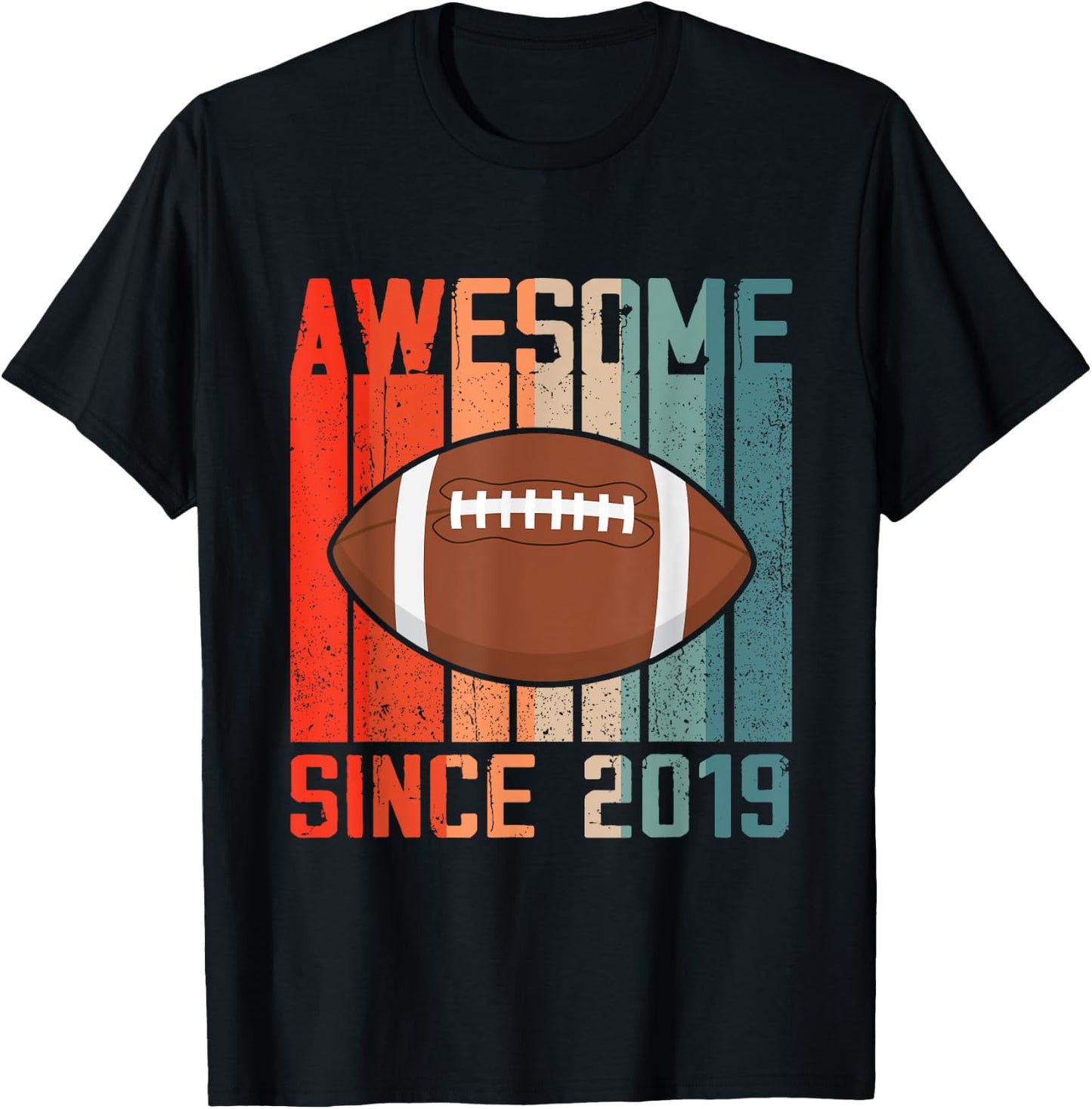 Awesome Since 2019 5th Birthday 5 Year Old Football Player T-Shirt - T-Shirt | Black