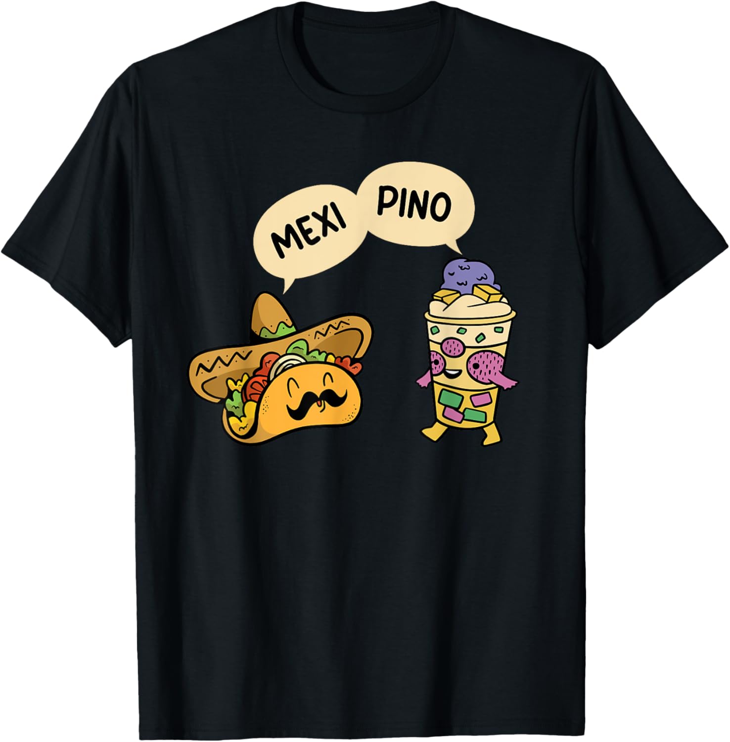 Mexipino - Funny Hallo Halo Tacos Lover Mexican Filipino T-Shirt - T-Shirt | Black