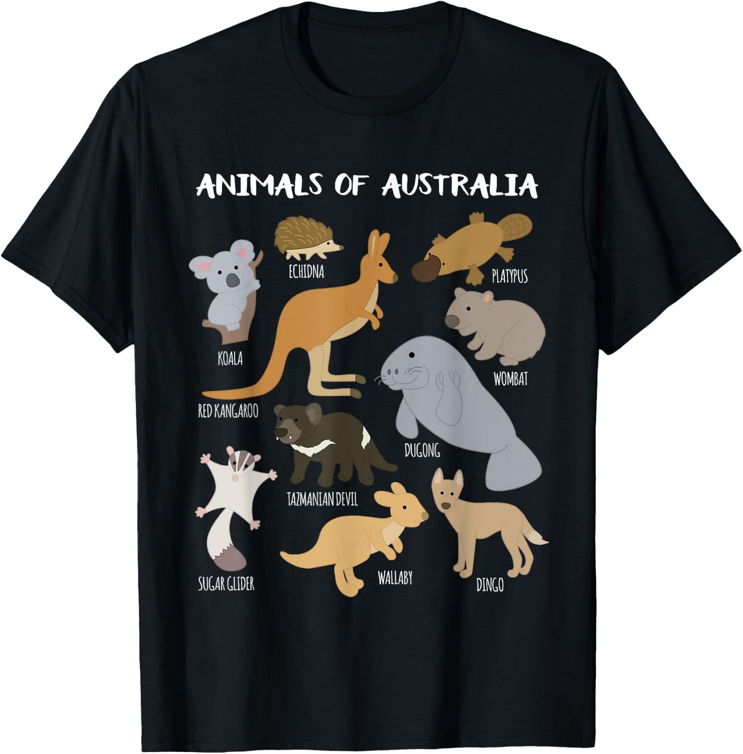 Animals Of Australia Australian Animal Educational Gift T-Shirt - T-Shirt | Black