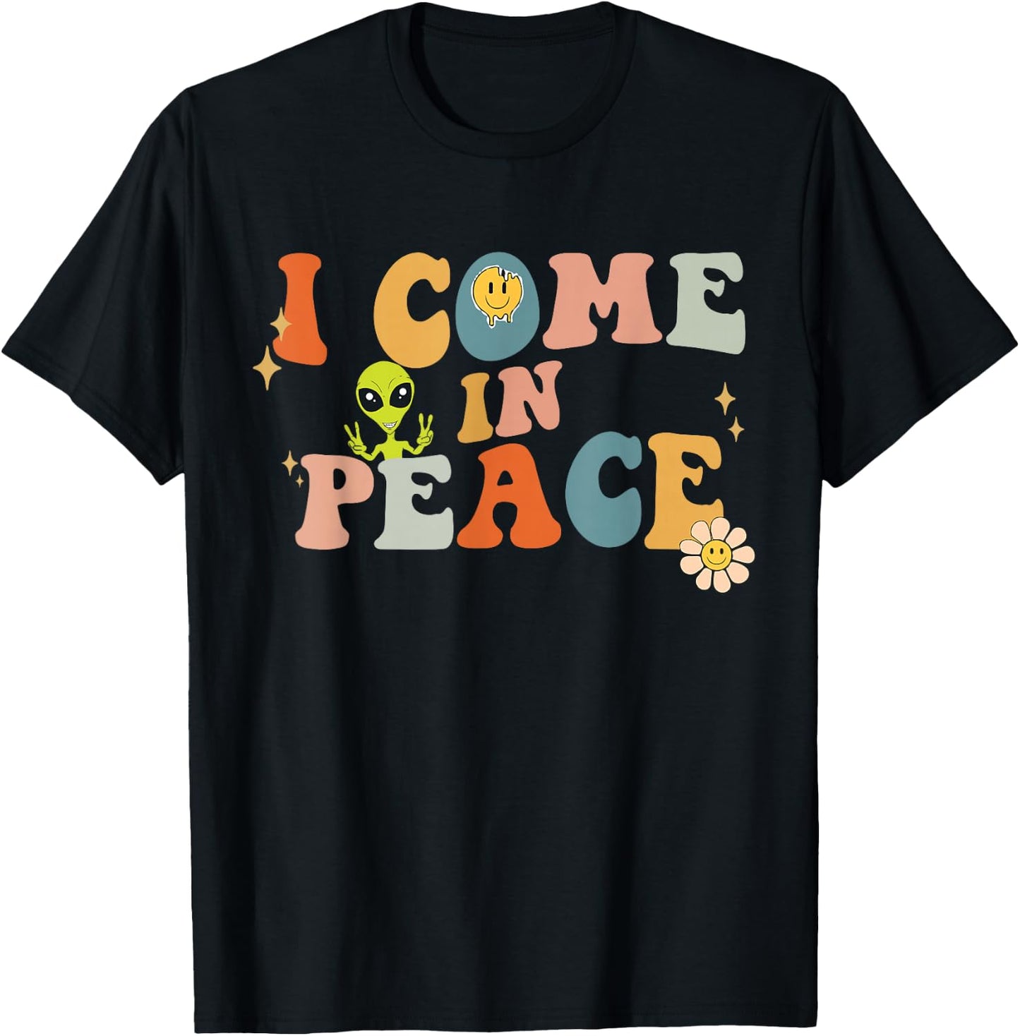 I come in peace Im peace groovy matching couples T-Shirt - T-Shirt | Black