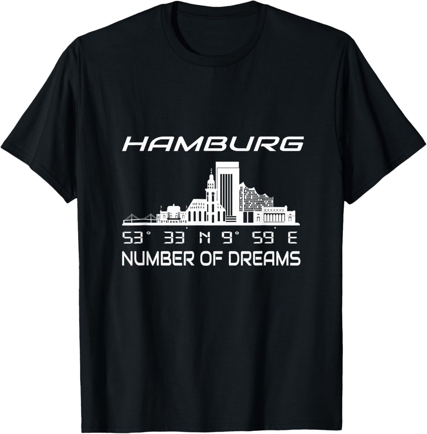 GPS Koordinaten Geographie Deutschland Heimat Stadt Hamburg T-Shirt - T-Shirt | Black