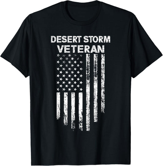 Desert Storm Veteran Persian War Service Ribbon T-Shirt - T-Shirt | Black