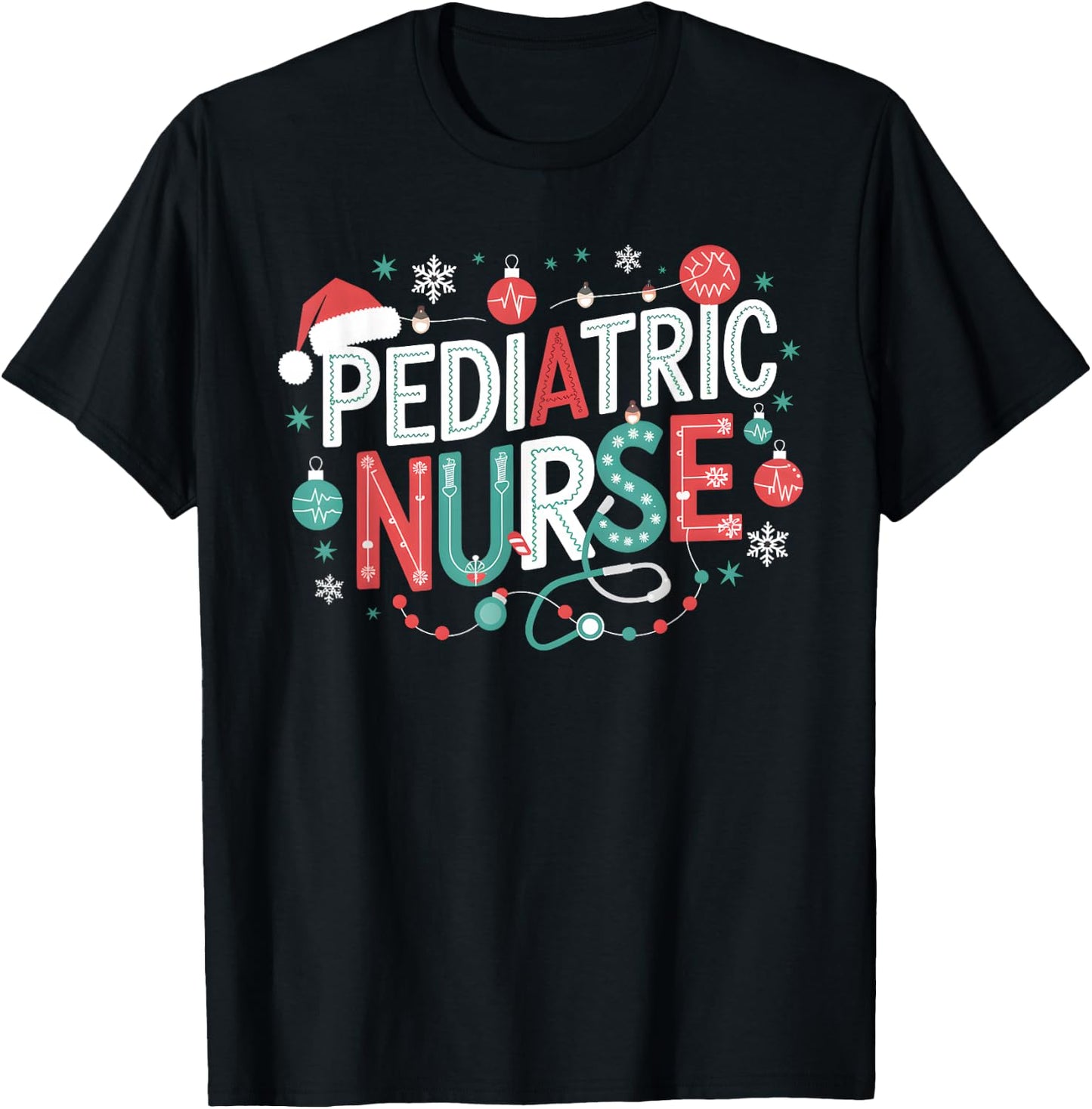 Peds Crew Pediatric Nurse Nursing Group Christmas Matching T-Shirt - T-Shirt | Black